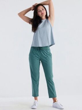 Free Fly Apparel Teal Ankle Drawstring Pants in Sabal Green